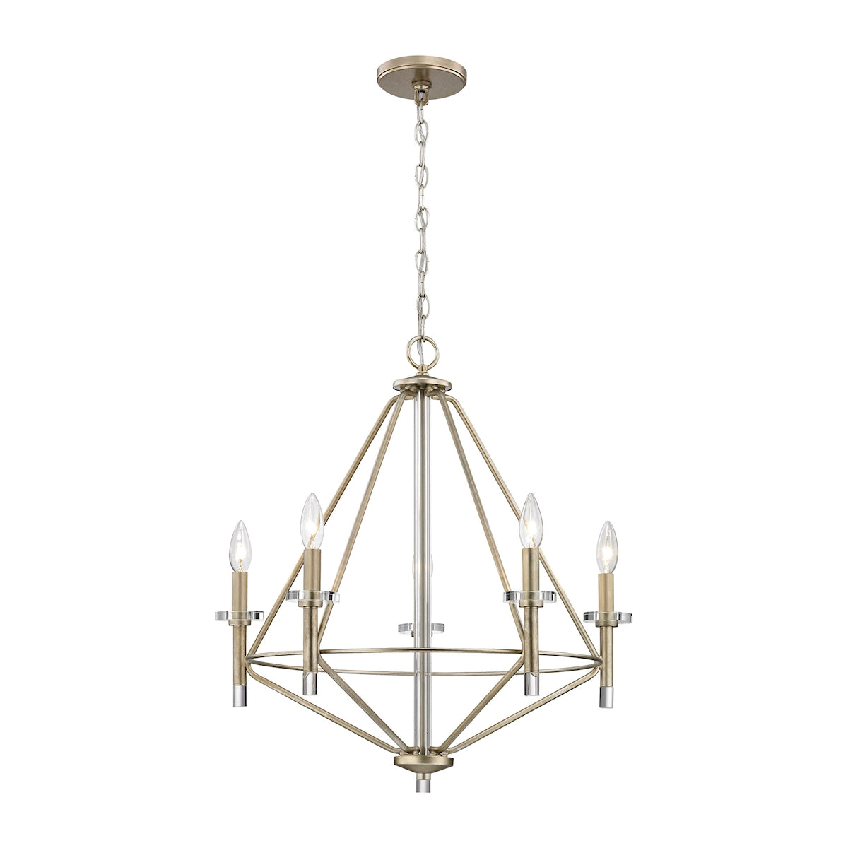 ELK Lighting 81202/5 - Lacombe 24" Wide 5-Light Chandelier in Aged Silver with Clear Glass Accents