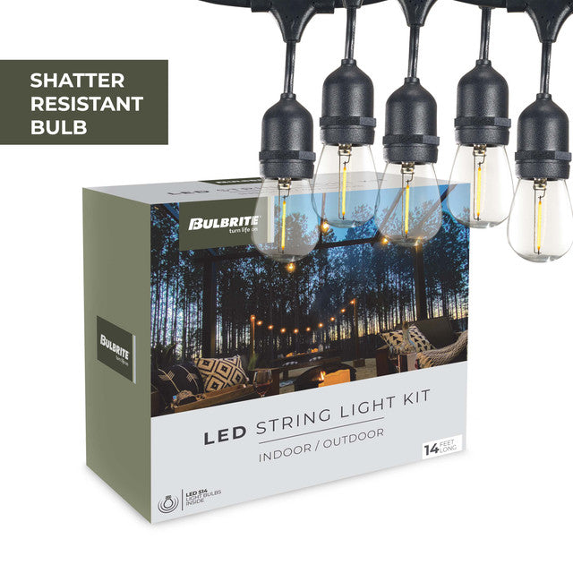 812143 - 10 Light 14' String Light with 1 Watt S14 Plastic LED Bulbs