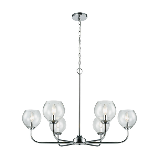 ELK Lighting 81364/6 - Emory 35" Wide 6-Light Chandelier in Polished Chrome with Clear Blown Glass