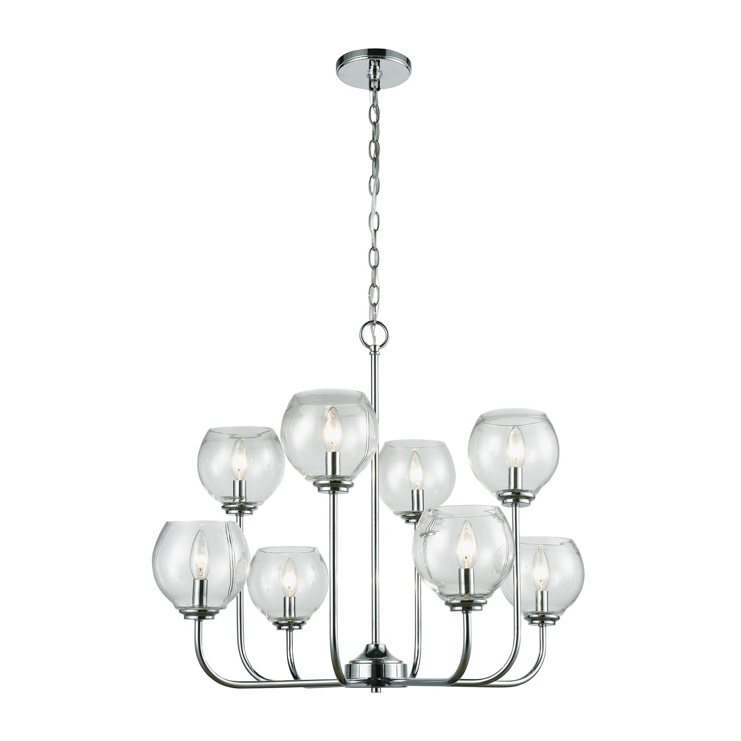 ELK Lighting 81365/4+4 - Emory 30" Wide 8-Light Chandelier in Polished Chrome with Clear Blown Glass