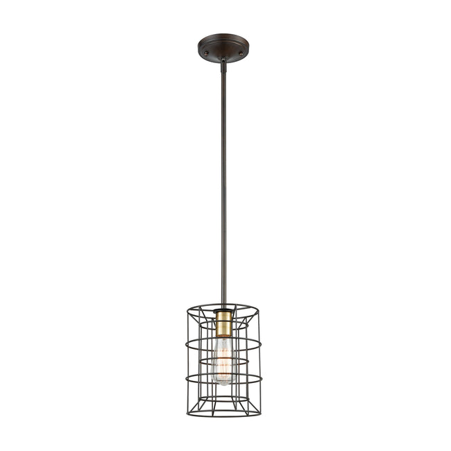 ELK Lighting 81384/1 - Dayton 7" Wide 1-Light Mini Pendant in Oil Rubbed Bronze and Satin Brass with