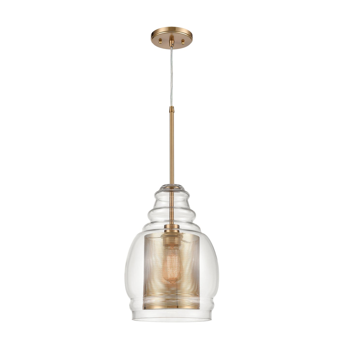 ELK Lighting 81424/1 - Herndon 11" Wide 1-Light Pendant in Antique Gold with Clear Glass and Antique