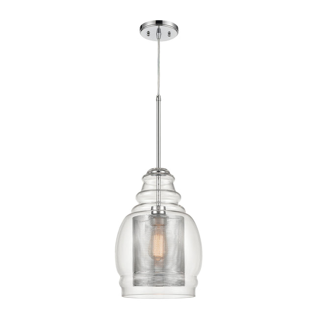 ELK Lighting 81425/1 - Herndon 11" Wide 1-Light Pendant in Polished Chrome with Clear Glass and Perf