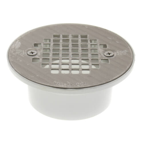 Sioux Chief 840-2P - 2" x 3" PVC Solvent Weld Floor Drain w/ Screw-On Stainless Steel Strainer