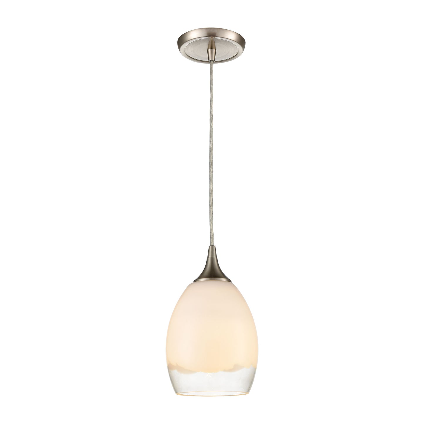 ELK Lighting 85214/1 - Cirrus 6" Wide 1-Light Mini Pendant in Satin Nickel with Opal White and Clear