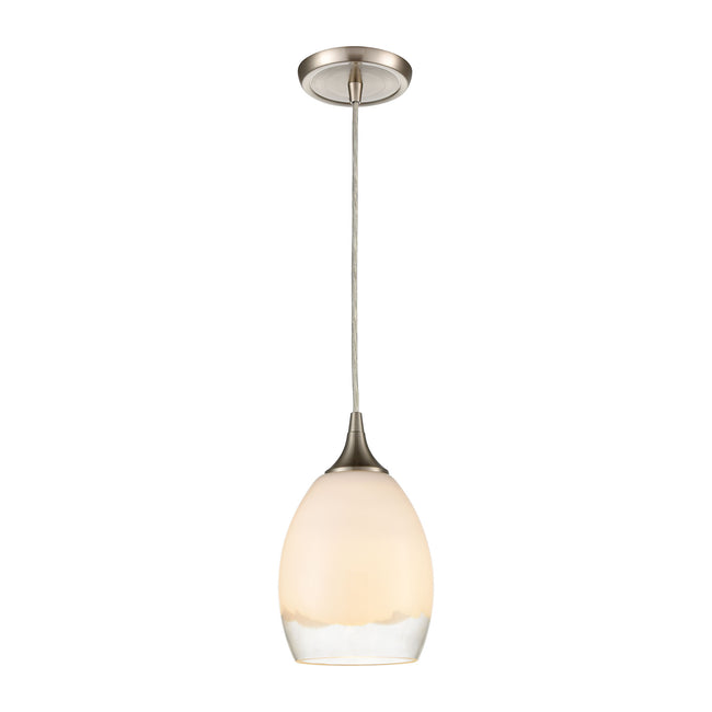 ELK Lighting 85214/1 - Cirrus 6" Wide 1-Light Mini Pendant in Satin Nickel with Opal White and Clear
