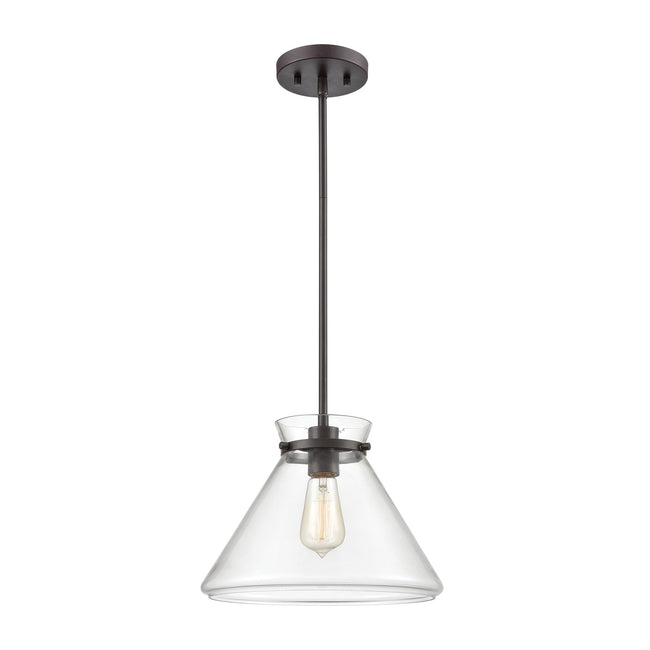 ELK Lighting 85215/1 - Mickley 12" Wide 1-Light Mini Pendant in Oil Rubbed Bronze with Clear Glass