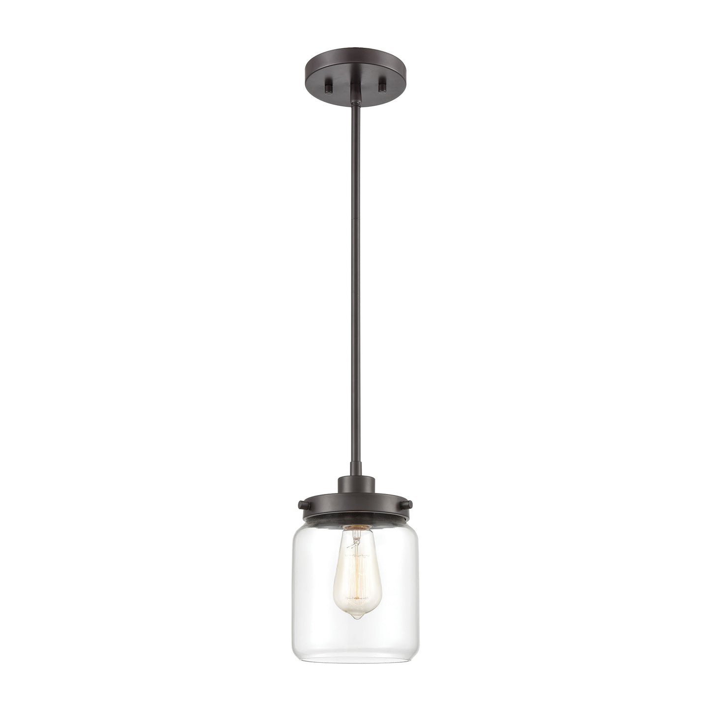 ELK Lighting 85216/1 - Mason 6" Wide 1-Light Mini Pendant in Oil Rubbed Bronze with Clear Glass