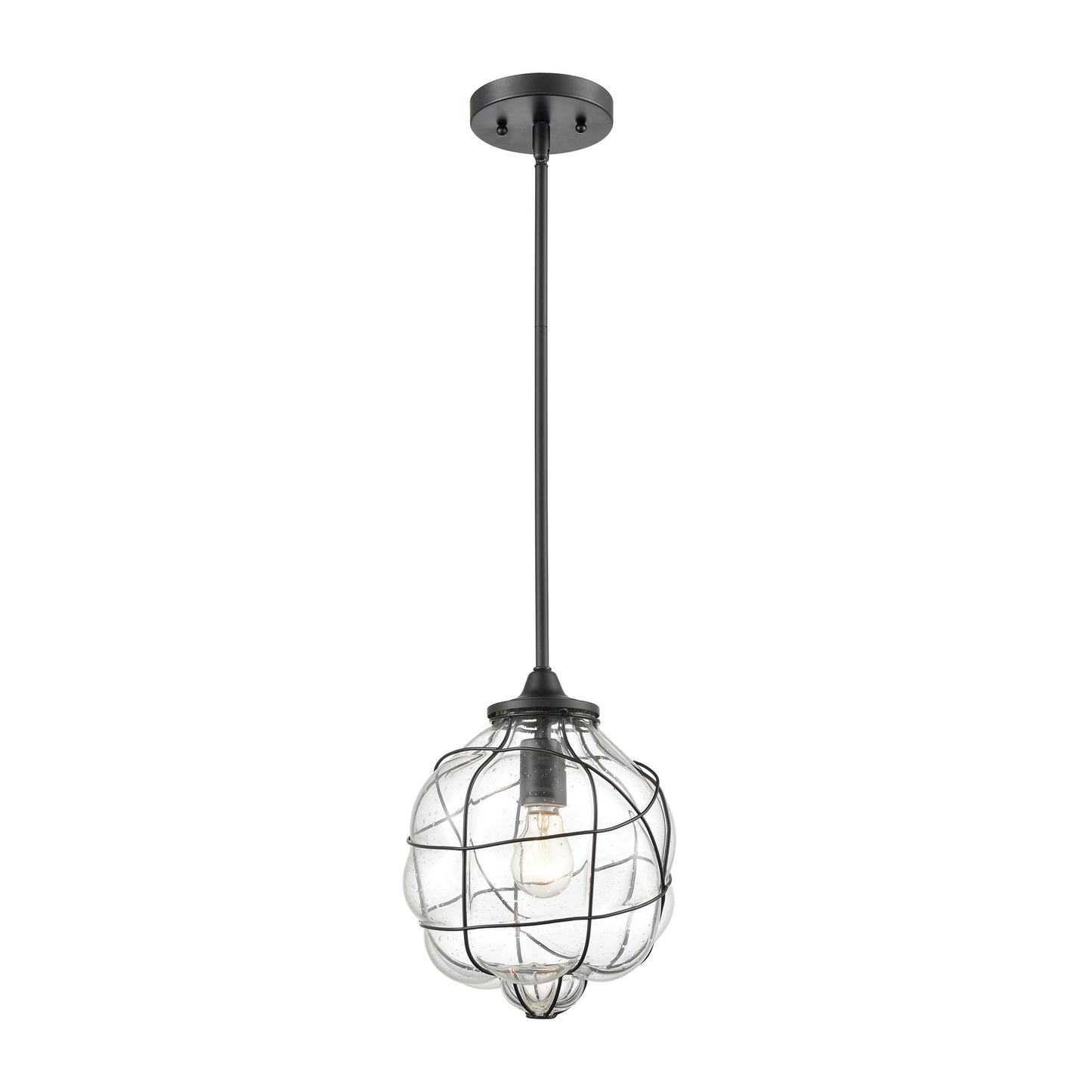 ELK Lighting 85217/1 - Adorn 9" Wide 1-Light Mini Pendant in Oil Rubbed Bronze with Clear Seedy Glas