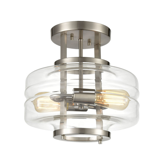 ELK Lighting 85282/2 - Rover 13" Wide 2-Light Semi Flush Mount in Satin Nickel with Clear Glass