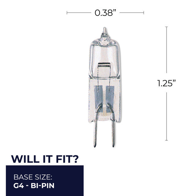 650020 - T3 Clear Halogen Low Voltage Bi-Pin Light Bulb - 20 Watt - 10 Pack