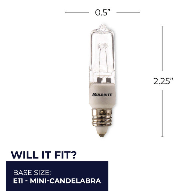 610076 - T4 Mini Candelabra Halogen Light Bulb - 75 Watt - 5 Pack