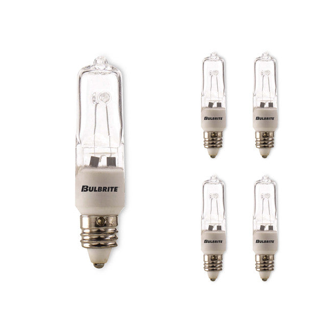 610076 - T4 Mini Candelabra Halogen Light Bulb - 75 Watt - 5 Pack