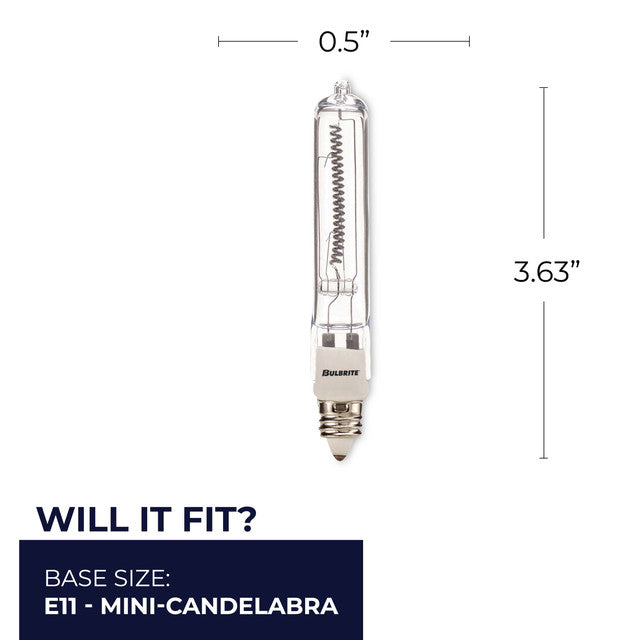 610500 - T4 Mini Candelabra Halogen Light Bulb - 500 Watt - 5 Pack