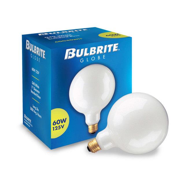 350060 - Globe G40 Frosted Medium Base Light Bulb - 60 Watt - 12 Pack
