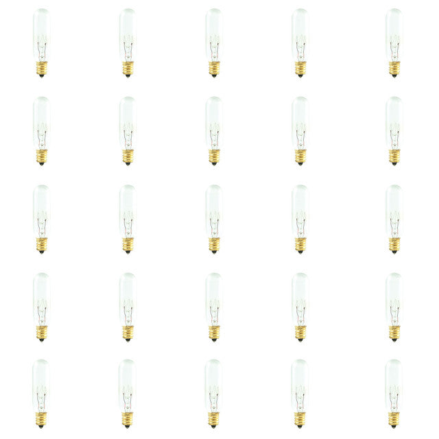 707415 - T6 Tubular Clear Appliance / Amusement Light Bulb - 15 Watt - 145 Volt - 25 Pack