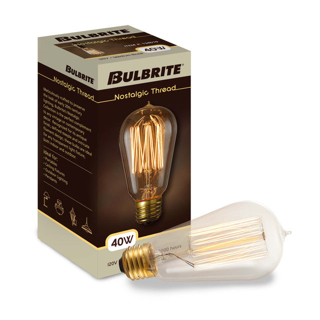134019 - Nostalgic Thread Medium Base ST18 Light Bulb - 40 Watt - 4 Pack