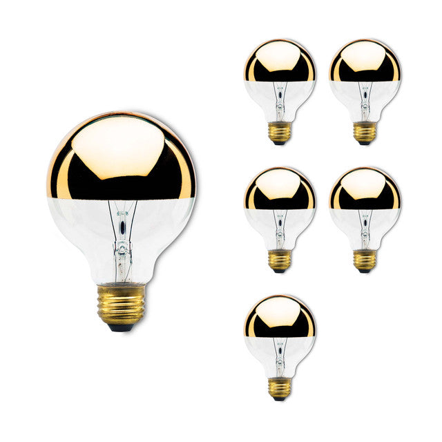 712424 - Globe G25 Half Gold Light Bulb - 40 Watt - 6 Pack