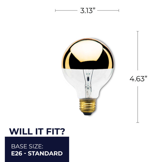 712424 - Globe G25 Half Gold Light Bulb - 40 Watt - 6 Pack