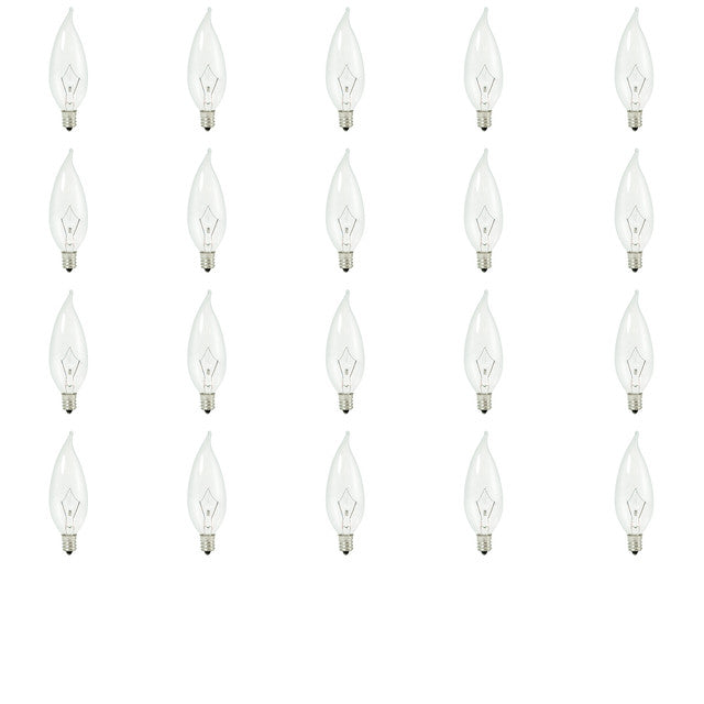 460360 - Krypton Torpedo Bent Tip CA10 Candelabra Light Bulb - 60 Watt - 20 Pack