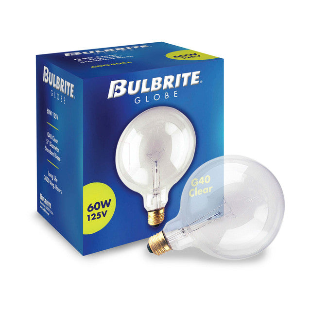 351060 - Globe G40 Clear Medium Base Light Bulb - 60 Watt - 12 Pack