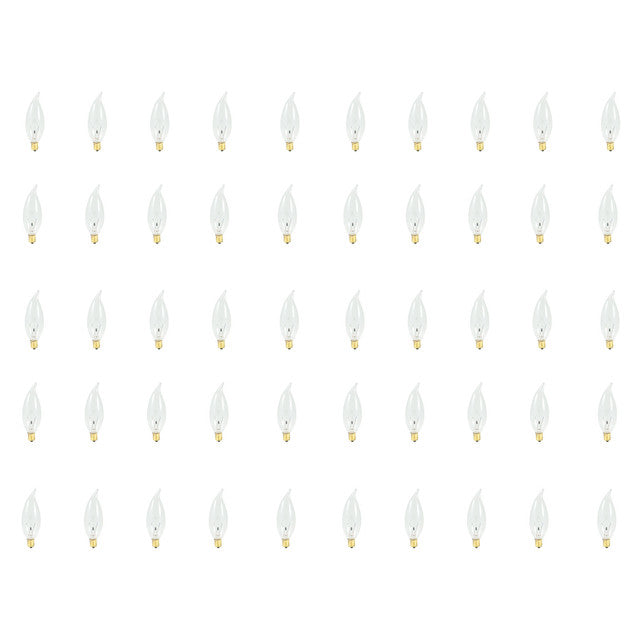 493025 - Bent Tip CA10 Decorative Candelabra Bulb - 25 Watt - 50 Pack