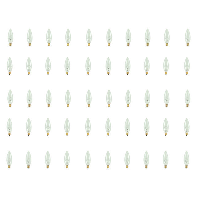 490025 - Torpedo B10 Candelabra Light Bulb - 25 Watt - 50 Pack