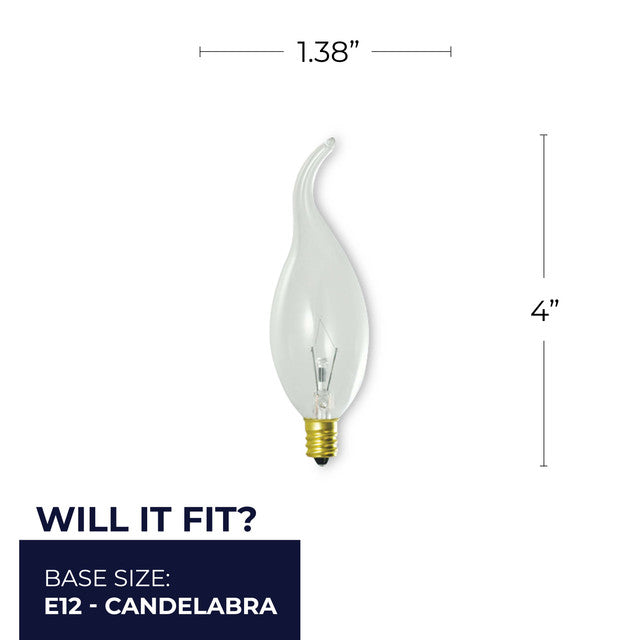 414025 - Decorative Tear Drop Candelabra Bulb - 25 Watt - 14 Pack