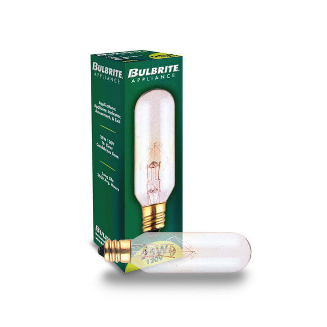 707125 - T6 Tubular Clear Appliance / Amusement Light Bulb - 25 Watt - 120 Volt - 25 Pack