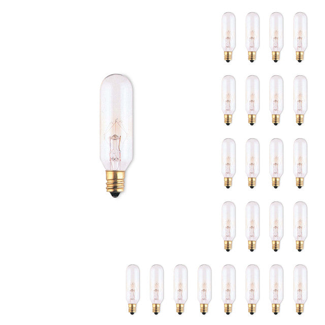 707125 - T6 Tubular Clear Appliance / Amusement Light Bulb - 25 Watt - 120 Volt - 25 Pack