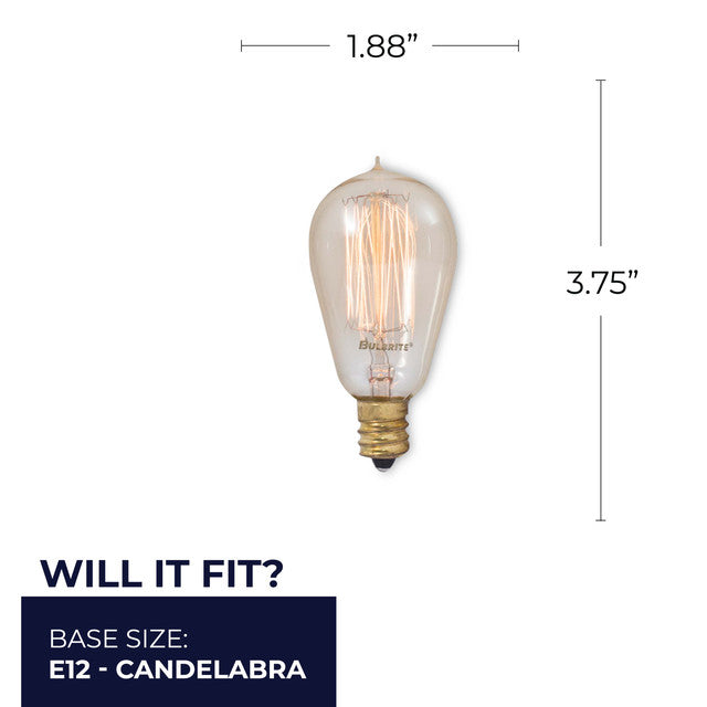 132510 - Nostalgic Thread Candelabra ST15 Light Bulb - 25 Watt - 4 Pack