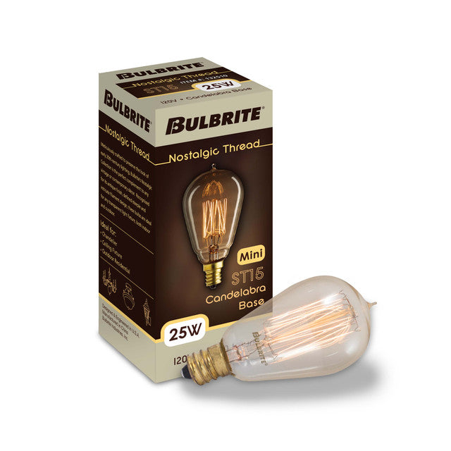 132510 - Nostalgic Thread Candelabra ST15 Light Bulb - 25 Watt - 4 Pack