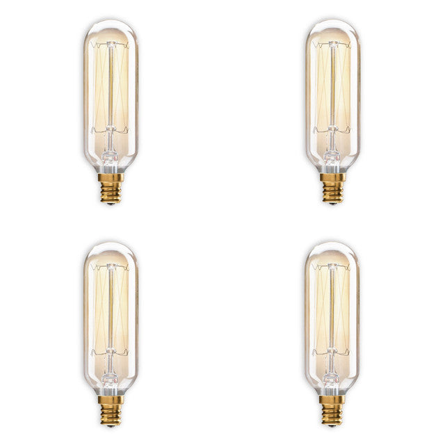 132517 - Nostalgic Thread Candelabra T8 Light Bulb - 40 Watt - 4 Pack