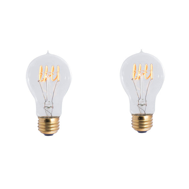 776509 - Filaments Curved A19 LED Light Bulb - 4 Watt - 2200K - 2 Pack
