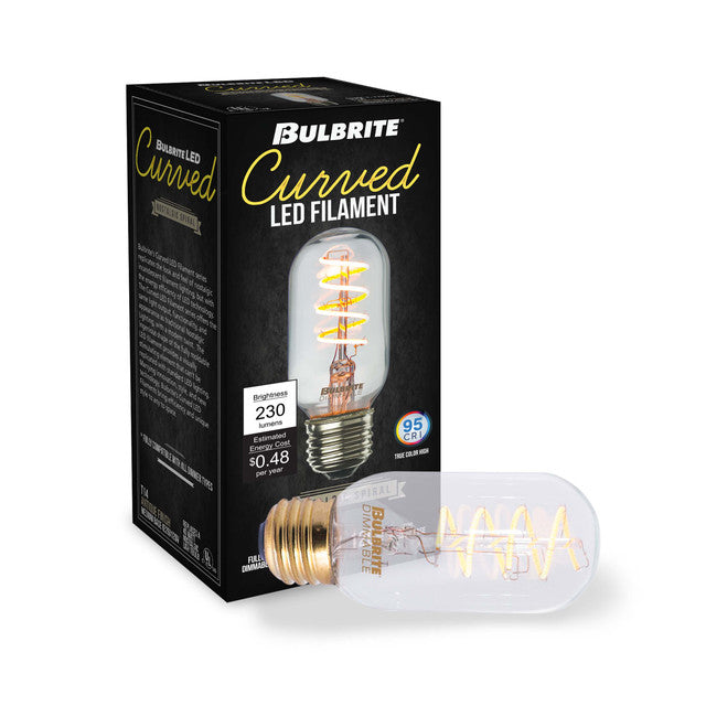 776511 - Filaments Curved T14 LED Light Bulb - 4 Watt - 2200K - 2 Pack