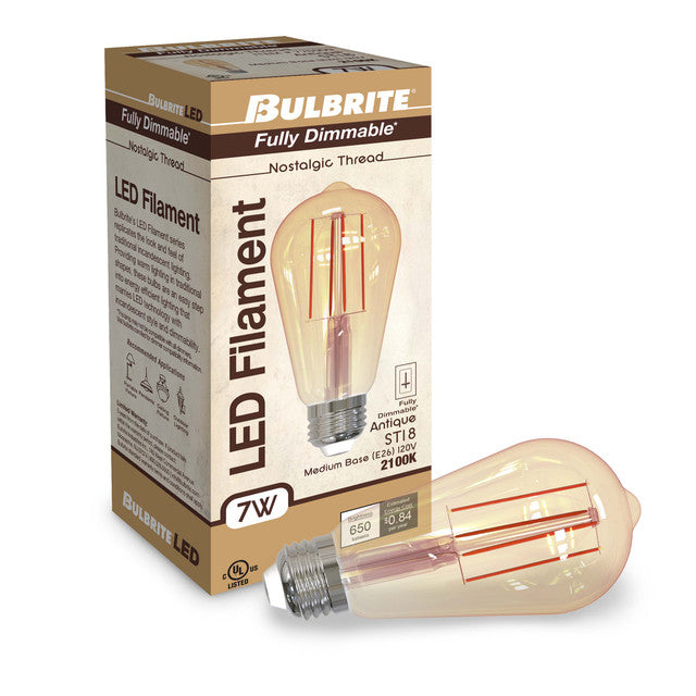 776909 - Filaments Dimmable ST18 LED Light Bulb - 7 Watt - 2100K - 2 Pack
