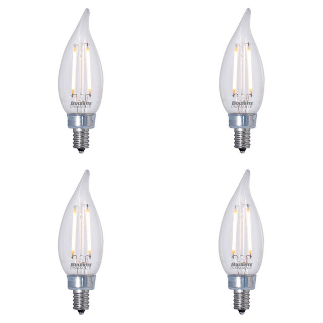 776858 - Filaments Dimmable Bent Tip CA10 LED Light Bulb - 2.5 Watt - 2700K - 4 Pack