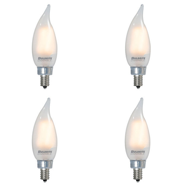 776860 - Filaments Dimmable Bent Tip CA10 Milky LED Light Bulb - 3.6 Watt - 2700K - 4 Pack
