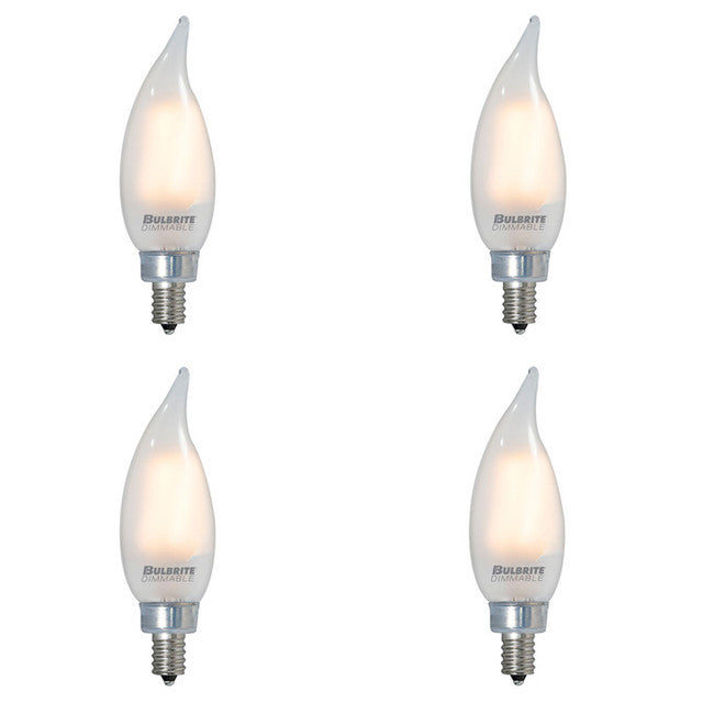 776860 - Filaments Dimmable Bent Tip CA10 Milky LED Light Bulb - 3.6 Watt - 2700K - 4 Pack