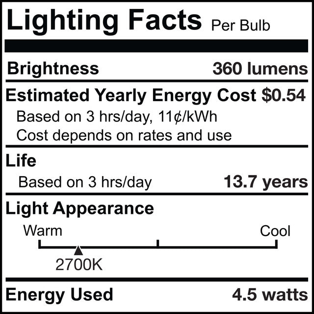 776671 - Filaments Half Mirror A19 LED Light Bulb - 4.5 Watt - 2700K - 2 Pack