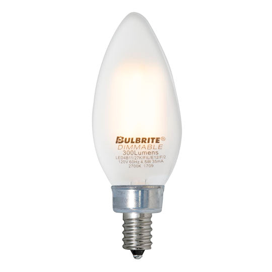 776772 - Filaments Dimmable B11 Milky LED Light Bulb - 3.6 Watt - 2700K - 4 Pack