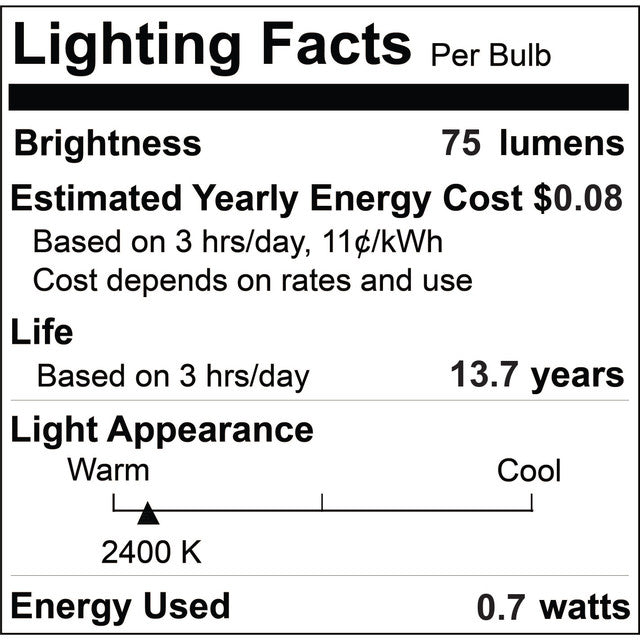 776612 - Filaments Dimmable G16 LED Light Bulb - 4 Watt - 2700K - 3 Pack