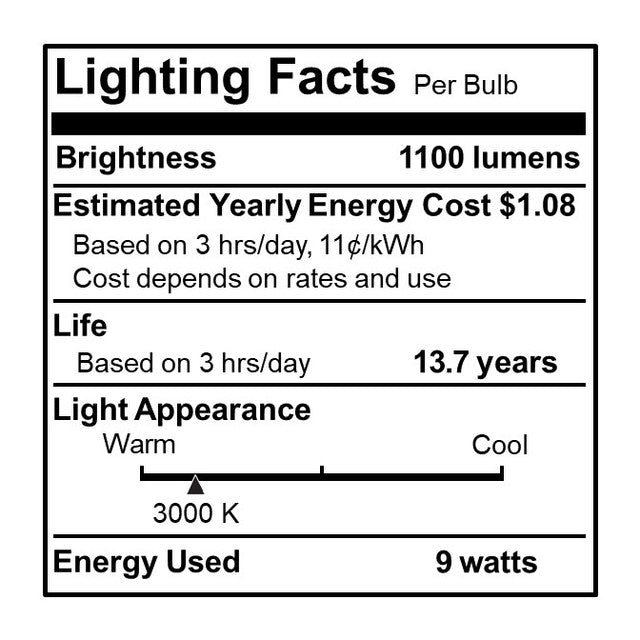 776814 - Filaments Dimmable A19 LED Light Bulb - 9 Watt - 3000K - 2 Pack
