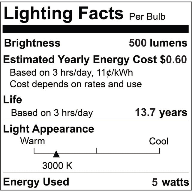 776626 - Filaments Dimmable B11 LED Light Bulb - 5 Watt - 2700K - 4 Pack