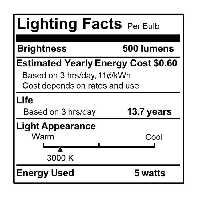 776627 - Filaments Dimmable B11 LED Light Bulb - 5 Watt - 3000K - 4 Pack