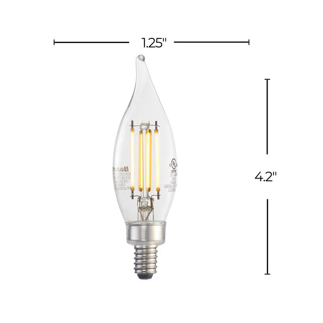 776628 - Filaments Dimmable Bent Tip CA10 LED Light Bulb - 5 Watt - 2700K - 4 Pack