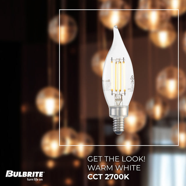 776628 - Filaments Dimmable Bent Tip CA10 LED Light Bulb - 5 Watt - 2700K - 4 Pack
