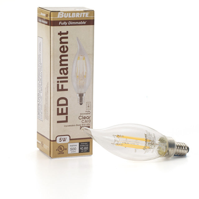 776628 - Filaments Dimmable Bent Tip CA10 LED Light Bulb - 5 Watt - 2700K - 4 Pack