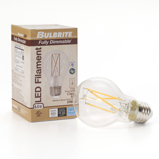 776774 - Filaments Supports A19 LED Light Bulb - 8.5 Watt - 2700K - 2 Pack
