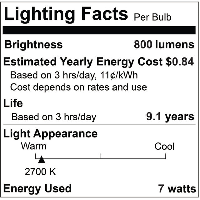 776688 - Filaments Dimmable A19 LED Light Bulb - 7 Watt - 2700K - 8 Pack